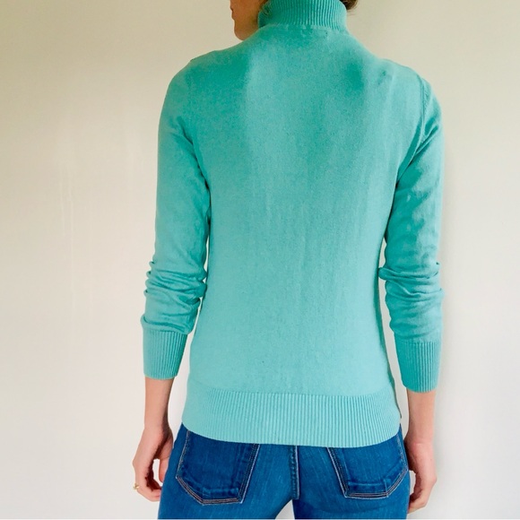 LL Bean Bright Blue Cotton & Cashmere Turtle Neck Long Sleeve Pullover Sweater S - Picture 3 of 11